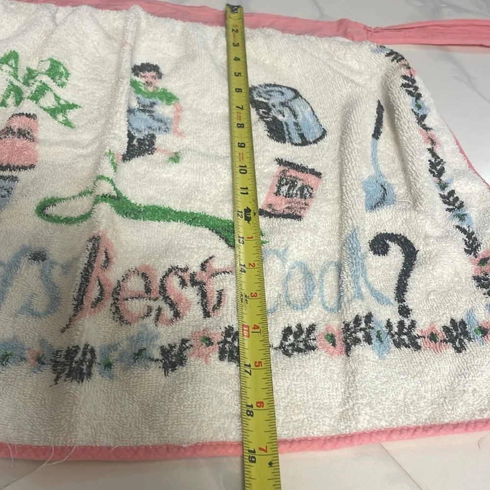 Vintage pink, white, blue TerryCloth Half Apron cake mixThemed Terrycloth Cotton